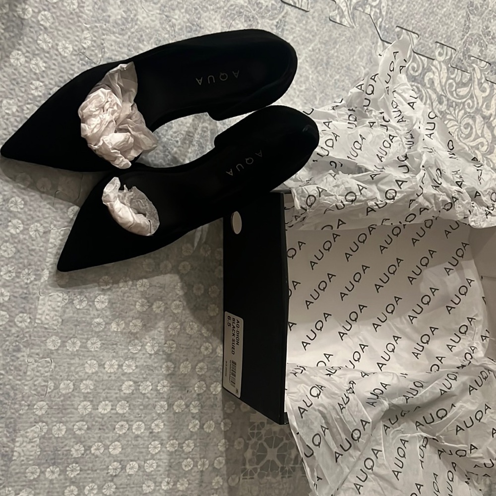 Black suede size 6.5 high heel shoes
